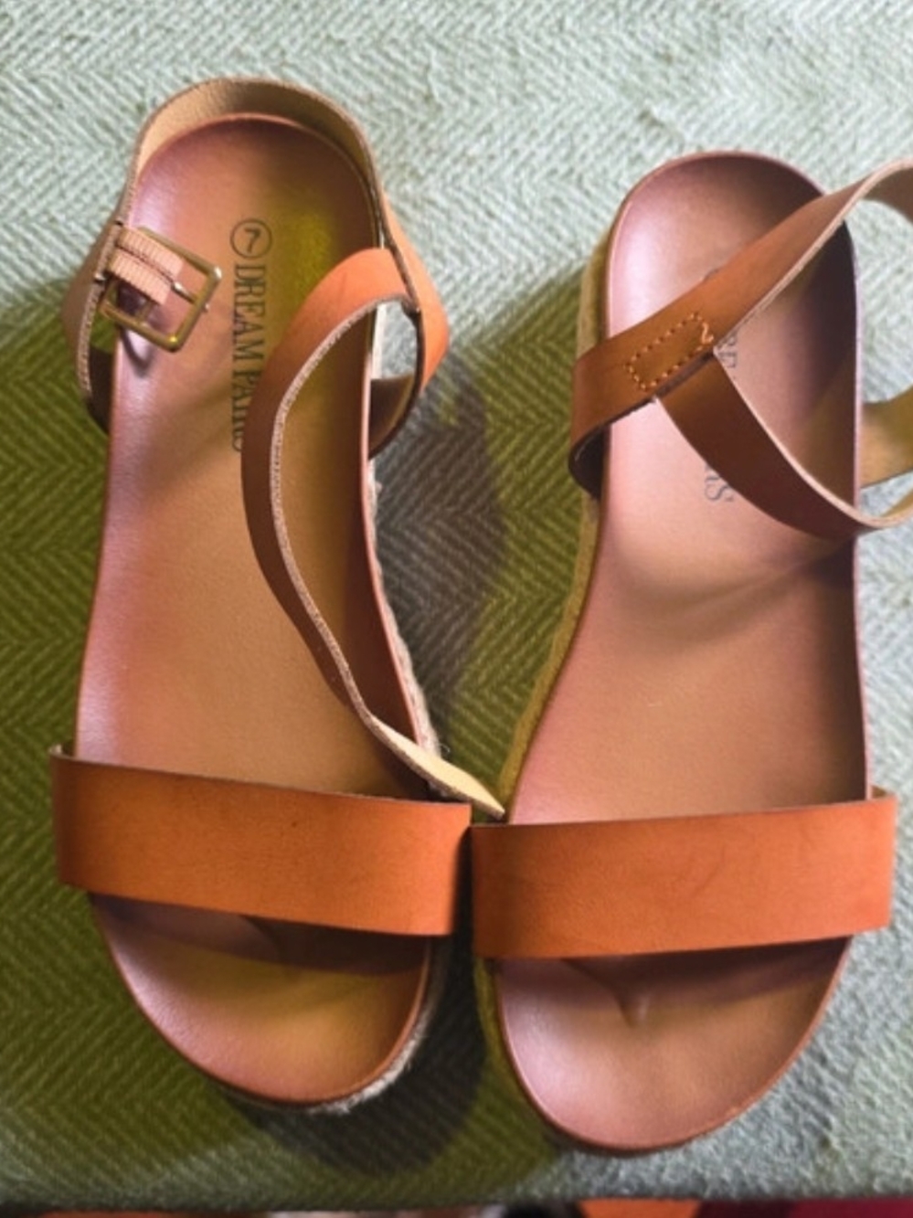 Women's Tan Leather Ankle-Strap Sandals